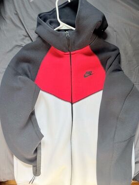 Nike Tech Red, white & Black Colorblock Zip Jacket